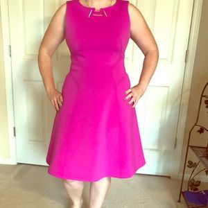 Ivanka Trump scuba fit and flare fuchsia dress